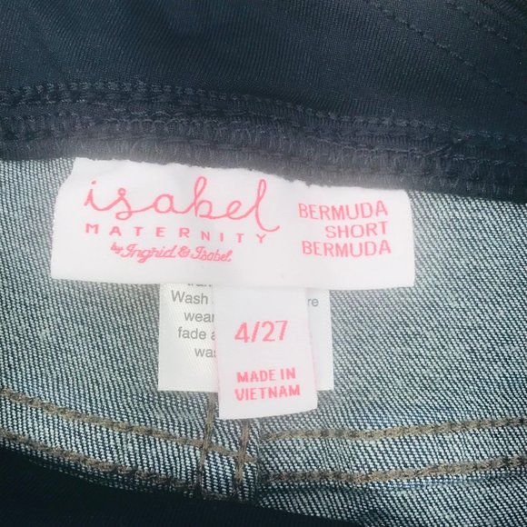 Isabel Maternity Women's Size 4 Crossover Panel Bermuda Blue Denim Short New - Picture 5 of 16